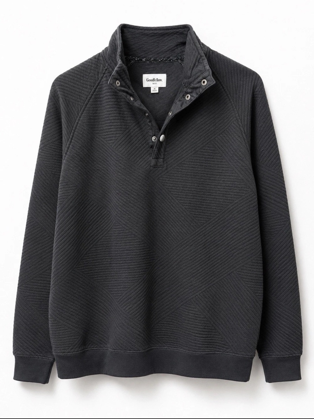 Goodfellow & Co Men’s Quilted Snap Mock Neck Pullover Sweatshirt NWT Size Small - Picture 3 of 3